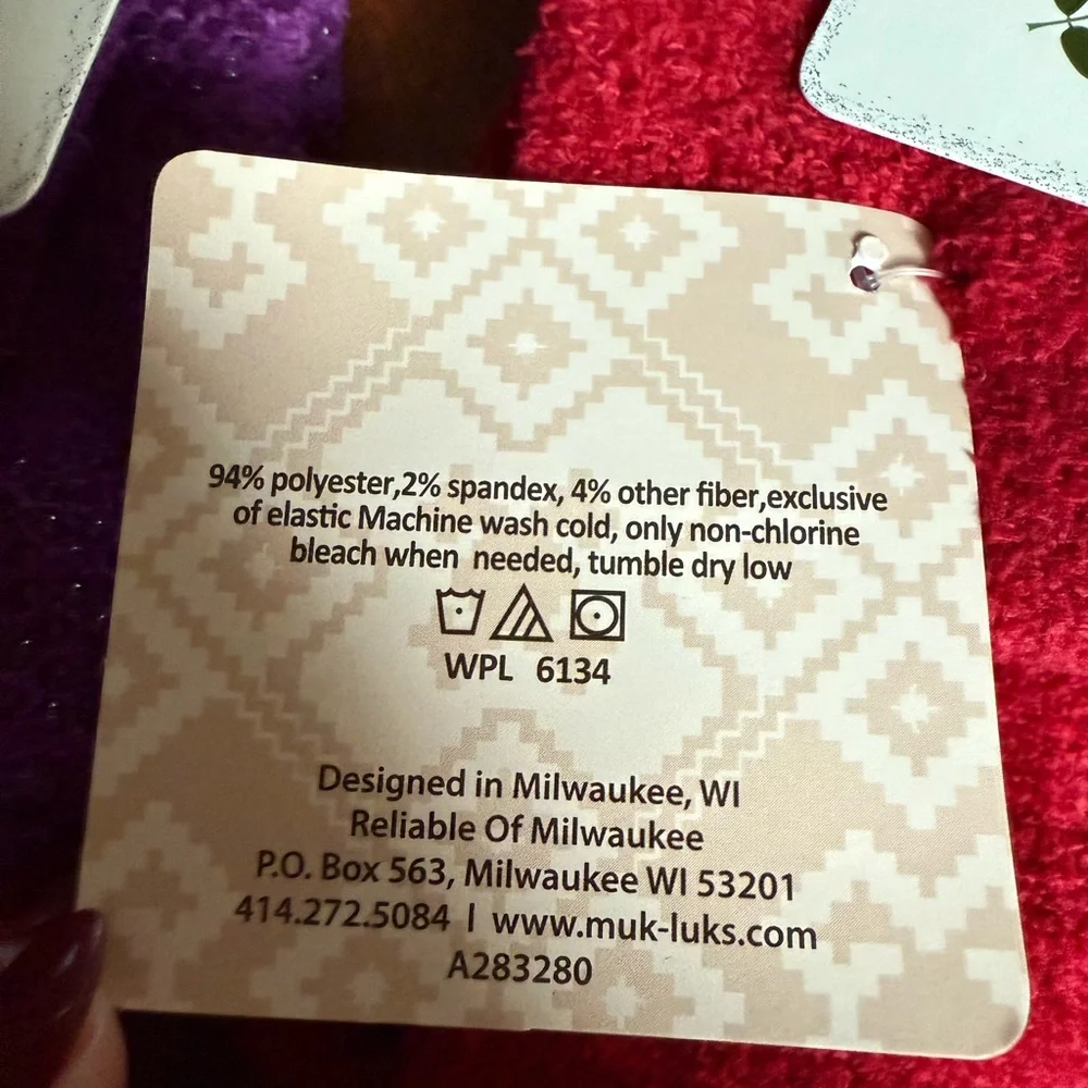 Muk Luks Jojoba Socks‎ Slippers Lot of Two NWT Pink Purple One Size